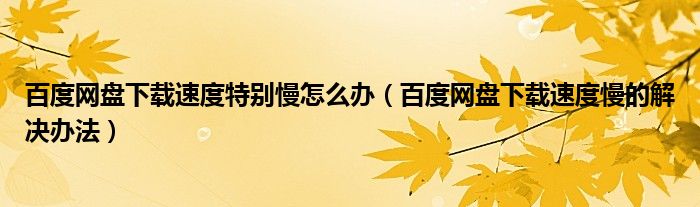 百度網盤下載速度特別慢怎麼辦百度網盤下載速度慢的解決辦法