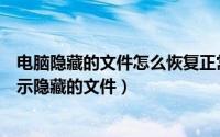 电脑隐藏的文件怎么恢复正常（电脑怎样隐藏文件和恢复显示隐藏的文件）