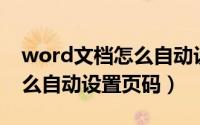 word文档怎么自动设置页码（Word文档怎么自动设置页码）