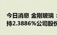 今日消息 金刚玻璃：股东何光雄近期累计减持2.3886%公司股份