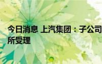 今日消息 上汽集团：子公司捷氢科技科创板IPO申请获上交所受理