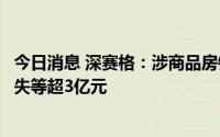 今日消息 深赛格：涉商品房销售纠纷被起诉，被追讨赔偿损失等超3亿元