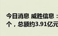 今日消息 威胜信息：6月中标千万以上项目5个，总额约3.91亿元