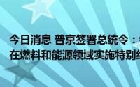 今日消息 普京签署总统令：针对外国和国际组织不友好行为在燃料和能源领域实施特别经济措施