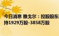 今日消息 雅戈尔：控股股东完成增持1.08%公司股份，拟增持1929万股-3858万股