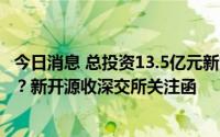 今日消息 总投资13.5亿元新能源项目是否存在产能过剩风险？新开源收深交所关注函