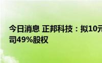 今日消息 正邦科技：拟10元向控股股东转让10家全资子公司49%股权