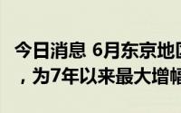 今日消息 6月东京地区核心CPI同比上涨2.1%，为7年以来最大增幅