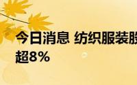 今日消息 纺织服装股午后冲高，华升股份涨超8%