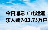 今日消息 广电运通：截至6月30日，公司股东人数为11.75万户