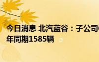 今日消息 北汽蓝谷：子公司6月新能源汽车销量3597辆，去年同期1585辆