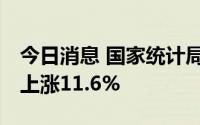 今日消息 国家统计局：生猪 外三元价格环比上涨11.6%