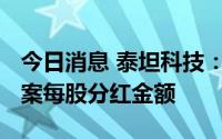 今日消息 泰坦科技：调整2021年利润分配方案每股分红金额