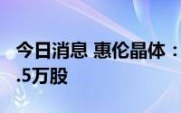 今日消息 惠伦晶体：公司高级管理人员减持1.5万股