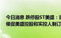 今日消息 跌停股ST美盛：遭证监会立案调查，董事会密切催促美盛控股和实控人制订还款计划