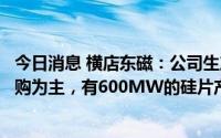 今日消息 横店东磁：公司生产光伏电池所需的硅片还是以外购为主，有600MW的硅片产能