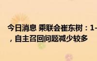 今日消息 乘联会崔东树：1-6月车企召回数量同比下降73%，自主召回问题减少较多