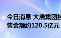 今日消息 大唐集团控股：上半年累计合约销售金额约120.5亿元