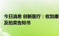 今日消息 创新医疗：收到康瀚投资相关纠纷案件执行裁定书及拍卖告知书