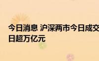 今日消息 沪深两市今日成交额11812亿元，连续第9个交易日超万亿元