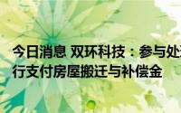 今日消息 双环科技：参与处理盐矿采区地面沉降事件，将先行支付房屋搬迁与补偿金