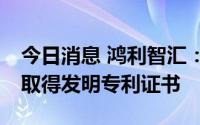 今日消息 鸿利智汇：一种双色COB封装方法取得发明专利证书