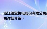 浙江德宝机电股份有限公司简介（关于浙江德宝电器有限公司详细介绍）