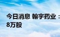 今日消息 翰宇药业：拟出售健麾信息不超408万股