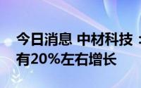 今日消息 中材科技：今年叶片出货量预计会有20%左右增长