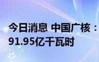 今日消息 中国广核：上半年核电机组发电量991.95亿千瓦时