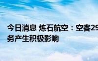 今日消息 炼石航空：空客292架飞机订单的签订会对公司业务产生积极影响