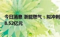 今日消息 浙能燃气：拟冲刺上交所主板IPO上市，预计募资8.52亿元