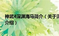 神武4深渊海马简介（关于深渊海马 《神武》手游宠物详细介绍）