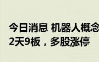 今日消息 机器人概念股走强，巨轮智能走出12天9板，多股涨停