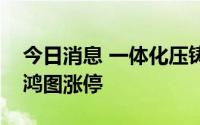 今日消息 一体化压铸概念股震荡走高，广东鸿图涨停