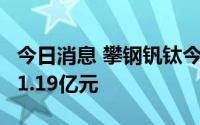 今日消息 攀钢钒钛今日涨停，1家机构净卖出1.19亿元