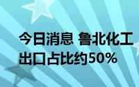 今日消息 鲁北化工：钛白粉产品订单正常，出口占比约50%