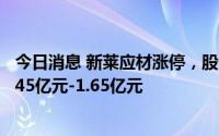 今日消息 新莱应材涨停，股价创下历史新高，上半年预盈1.45亿元-1.65亿元