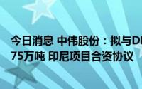 今日消息 中伟股份：拟与DNPL签署年产低冰镍含镍金属2.75万吨 印尼项目合资协议