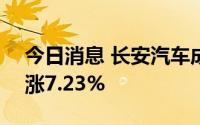 今日消息 长安汽车成交额突破100亿元，现涨7.23%