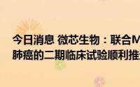 今日消息 微芯生物：联合MERCK PD-1一线治疗非小细胞肺癌的二期临床试验顺利推进中