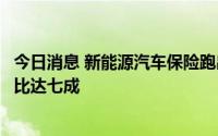 今日消息 新能源汽车保险跑出“加速度”，头部险企市场占比达七成