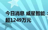 今日消息 威星智能：第三大股东已减持套现超1249万元