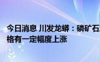 今日消息 川发龙蟒：磷矿石涨价增加成本，公司主营产品价格有一定幅度上涨