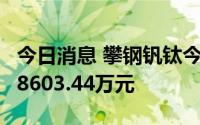 今日消息 攀钢钒钛今日跌停，2家机构净卖出8603.44万元