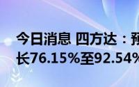 今日消息 四方达：预计上半年净利润同比增长76.15%至92.54%