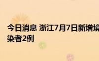 今日消息 浙江7月7日新增境外输入确诊病例1例、无症状感染者2例