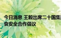 今日消息 王毅出席二十国集团外长会，提出中方关于国际粮食安全合作倡议