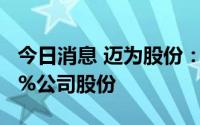 今日消息 迈为股份：第五大股东拟减持不超1%公司股份