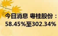 今日消息 粤桂股份：上半年净利润同比预增258.45%至302.34%